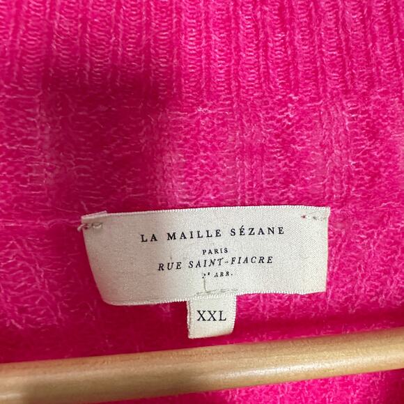 SEZANE Otis Jumper Sweater Baby Alpaca Bright Pink Sz XXL $210 {3G5} - Picture 5 of 6